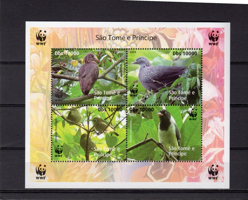 Sao Tome and Principe 2005 WWF/Birds S/S Perforated Not Inscription Groth# U