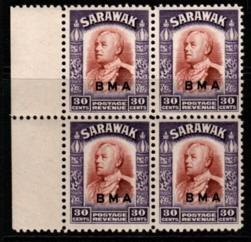 SARAWAK SG138 1945 30c RED-BROWN & VIOLET BLOCK OF 4 MNH 