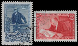 Russia-USSR 1957 Sc 1996-97 U cto vf 40th ann. Russian Revolution