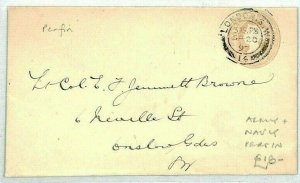 GB QV 1897 Postal Stationery PERFIN Penny Pink Cover *Army & Navy* London CT152 