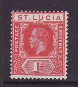St Lucia-SG#79b- id13-unused NH og rose red 1p KGV-1912-19-