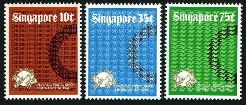 Singapore 212-214,MNH.Michel 215-217. UPU-100,1974.