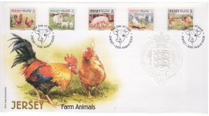 Jersey 2008,   Farm Animals  Set of 5  on FDC