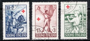 1955 Finland Sc #B132-34 Semi-postal Benefiting the Red Cross. Used set $6