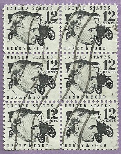 Block of 6 US Used Stamps 1286A Henry Ford #1