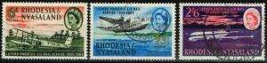 Rhodesia & Nyasaland 1962 set of 3 SG40-42 VFU 