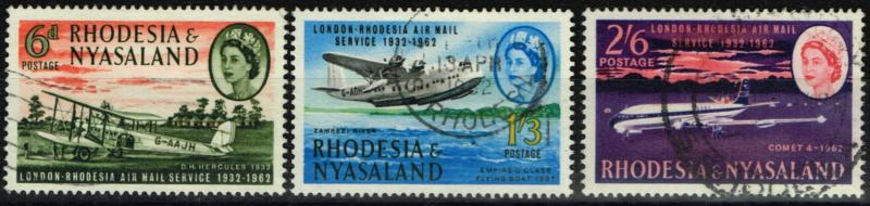 Rhodesia & Nyasaland 1962 set of 3 SG40-42 VFU 