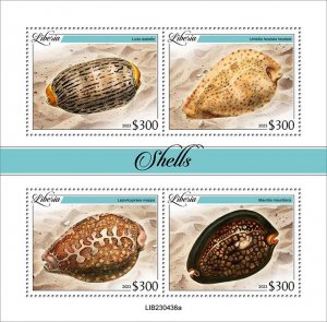 LIBERIA- 2023 - Shells - Perf 4v Sheet -Mint Never Hinged