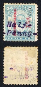 Tonga SG37Ap 1/2d on 7 1/2d on 2d PERF 12 M/M Part gum Cat 800