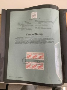 USPS Souvenir Page Scott , 1991 canoe stamps