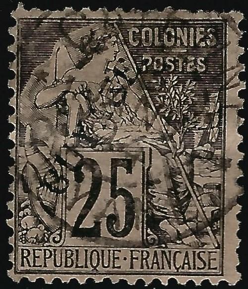 French Guiana SC #25 Fine Used short perf hr SCV$35...Grab a Sweet Deal!