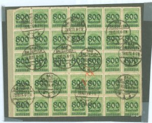 Germany 268/281 35 copies of 268 cover the rear, plus 2 copies of 281 pay 30 million rate of 20.10.23 to NYC. Stamps along botto