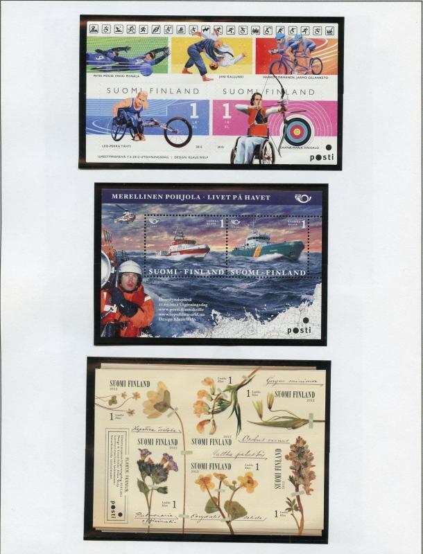 FINLAND SELECTION OF 2011/2012  ISSUES MINT NH AS SHOWN SCOTT CATALOG $211.00