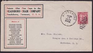 USA 1930 2c Charleton on READSBORO CHAIR CO advertising cover..............67239