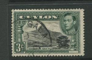 STAMP STATION PERTH: Ceylon #279a  Used  1938  Single 3c Stamp