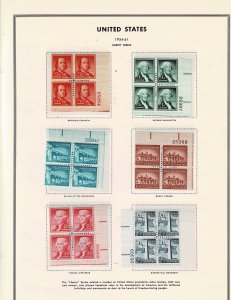 Liberty Series Plate Blocks 1/2c to $1 US Postage #1030- 52 VF MNH