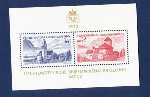 LIECHTENSTEIN - # 505 - VFMNH S/S - 8th Philatelic Exhibition -Castles - 1972