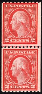 US 488 MNH F 2 Cent Washington-Carmine Type III Line Pair CV $90