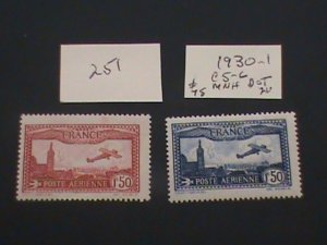 FRANCE 1930-31 MNH SC C5-6 SET DOT 1.25 VF/XF (251)