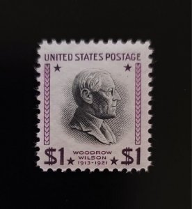 1938 $1 Woodrow Wilson 28th President, Red Violet & Black Scott 832 Mint F/VF LH