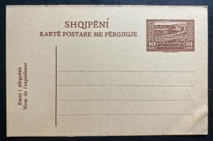 Mint Albania postal stationery Postcard 10 Qind