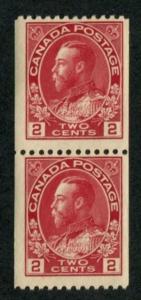 Canada SC# 132 (SG# 218) King George V 2c COIL Pair MLH/MNH