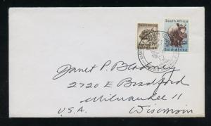 South Africa Scott 204, 202 Animals Issue of 1954 FDC Addr