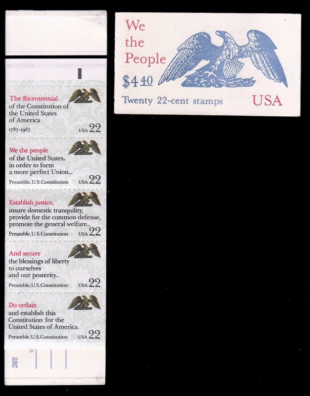 US Scott # BK162 -USPS 22 Cent - We the People - Unexploded Booklets 