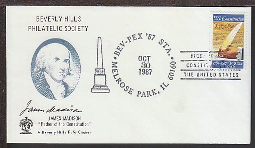 Bev-Pex 87 James Madison 1987 cover BIN 16627