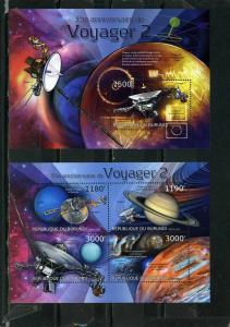 BURUNDI 2012 SPACE VOYAGER 2 SHEET OF 4 stamps & S/S MNH 