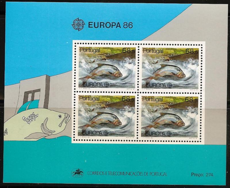 PORTUGAL 1672a MNH 1986 Europa Souvenir Sheet CV $24,00