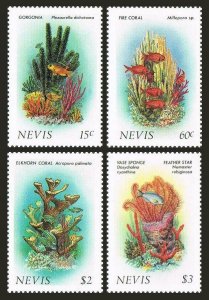 Nevis 503-506,MNH.Michel 410-413. Coral gardens,1986.Gorgonia,Fire,Elkhorn,Vase
