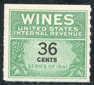 RE135   36c Internal Revenue: Wines Series of 1941 Unused