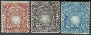 BRITISH EAST AFRICA 1890 LIGHT AND LIBERTY 2R 3R AND 4R