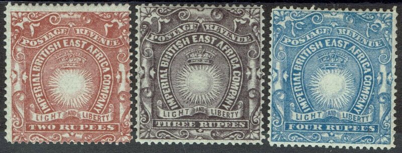 BRITISH EAST AFRICA 1890 LIGHT AND LIBERTY 2R 3R AND 4R