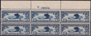 #C10 Mint NH, Fine+, Plate number block of 6 (CV $130) (CV $12.5 - ID49711) -...