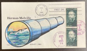 2094 Van hand painted cachet Moby Dick, Herman Melville FDC 1984 #71 of 75