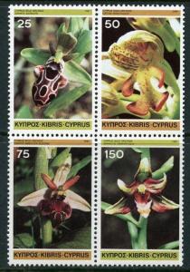 CYPRUS Sc#565-568a Wild Orchids Set 4v. SE-TENANT (1981) MNH