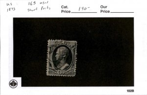 United States Postage Stamp, #165 Used, 1873 Hamilton (AC)