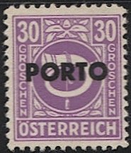 AUSTRIA 1946 AMG Postage Due  Sc J198  30g Mint NH VF, Post Horn, Print