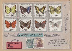 Germany #B705-732 mailed cover to Romania butterflies beetles insect
