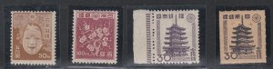 Japan # 371-374, Definitives, Mint Hinged, 1/2 Hinged Cat.