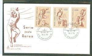 Vatican City C60-C62 1976 Angels and Blessed Men by Michelangelo set of three on an unaddressed cacheted first day cover.