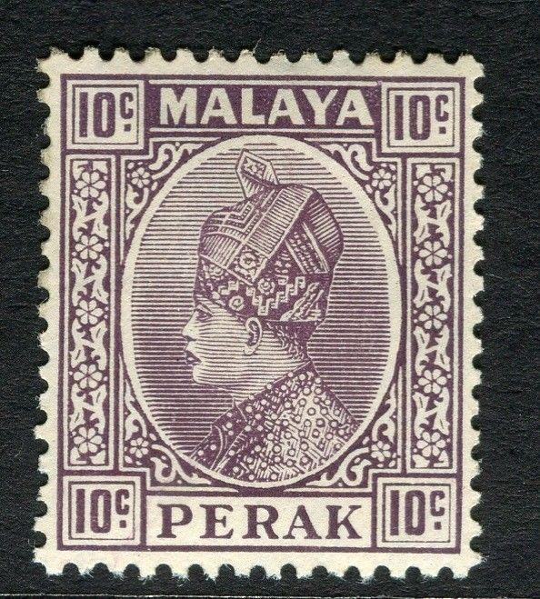 MALAYA; PERAK 1935 early Sultan issue Mint hinged 10c. value