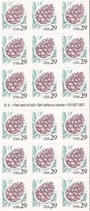 US Stamp - 1993 29c Pine Cone Stamps- 18 Stamp Booklet Scott #2491a