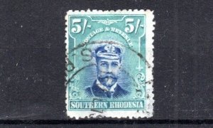 Du Sud Rhodesia 1924-29 5s King George V Sg 14 Fu Cds-