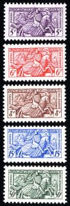 Monaco Stamps # 228-32 MLH VF Scott Value $70.00