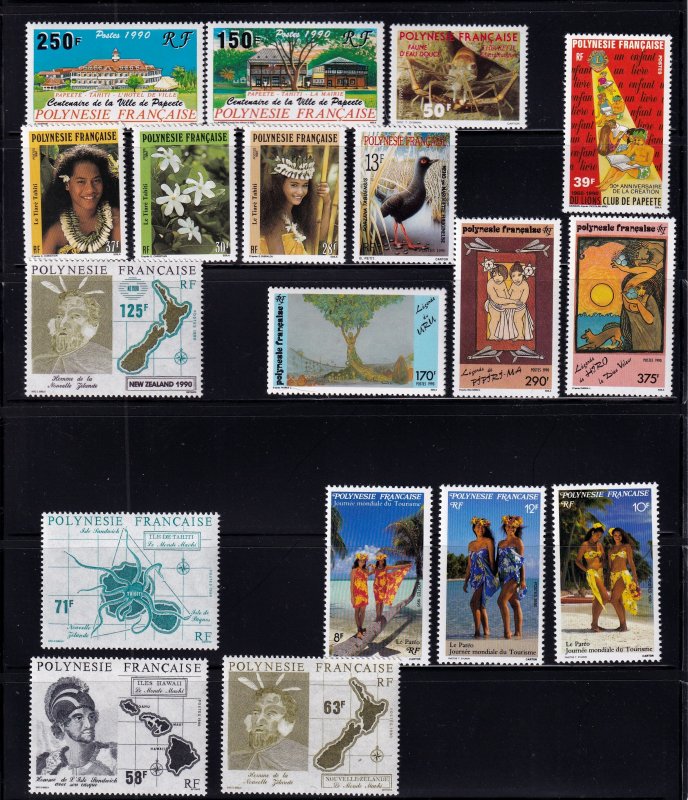 French Polynesia 1986-1990   - MNH Group of 40 Stamps  (2 Scans)