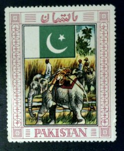 Cinderella Poster Stamp Reklamemarke - Elephant & Flag-Pakistan-52 of 80 - 18720