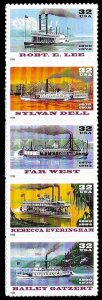 PCBstamps  US #3091/3095a V Strip $1.60(5X32c)Steamboats, MNH, (9)